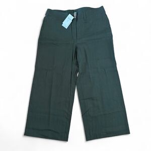 J. Jill Women's Linen Stretch Cropped Pants Size Petite Medium Green Wide Leg